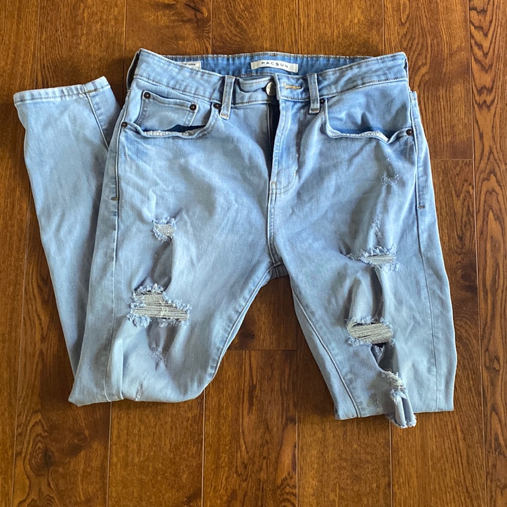 PascSun Slim Taper Distressed Light Blue Jeans